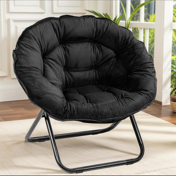 Folding saucer chair with metal frame
